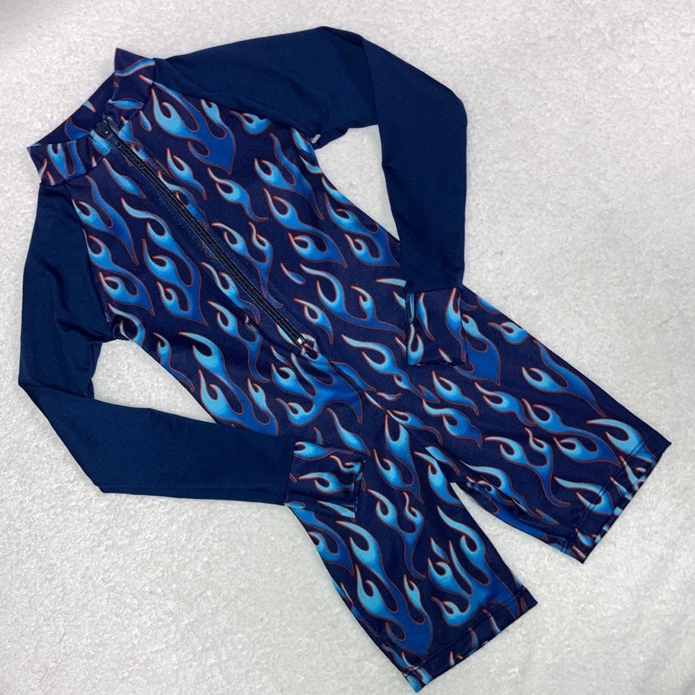 Sun protection long sleeve one piece rashguard flame design size 3